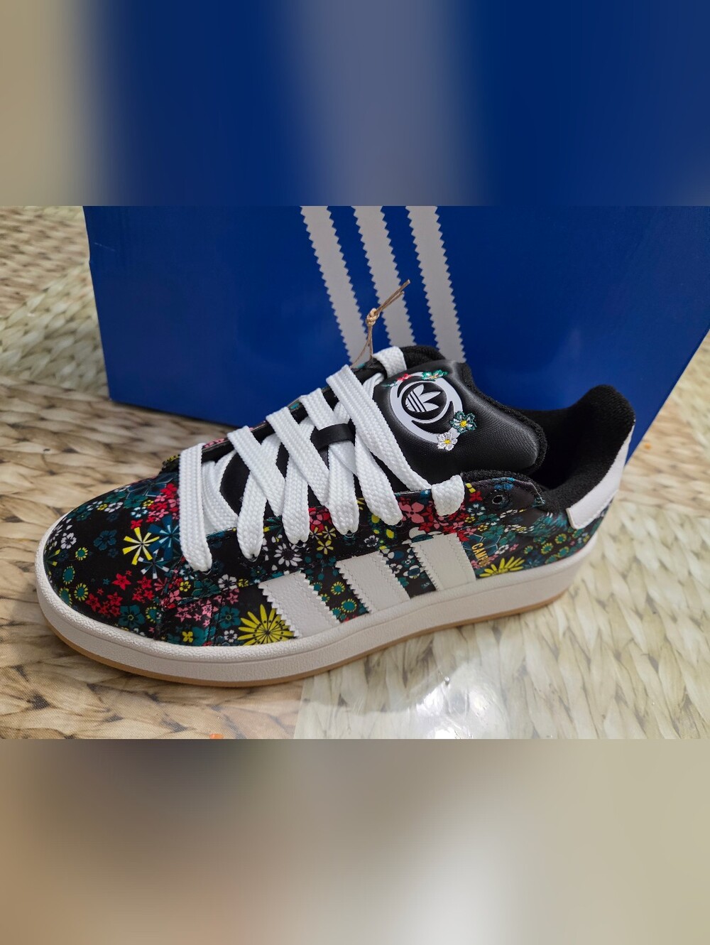 adidas Originals Multicolor Floral Campus Low-Top Sneakers with White Stripes
